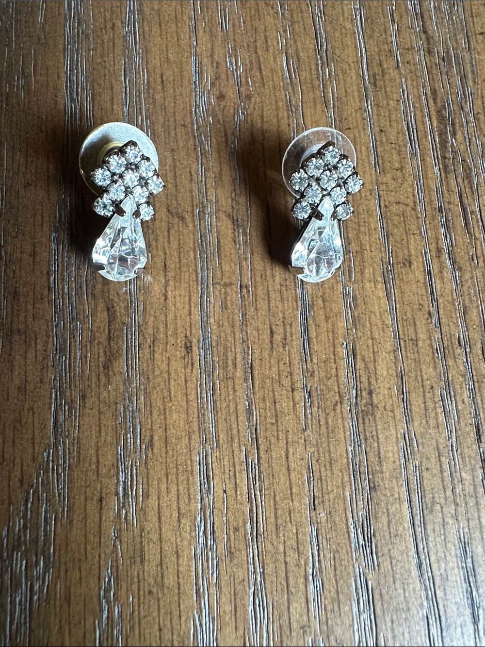 Rhinestone Silver Tone Earrings